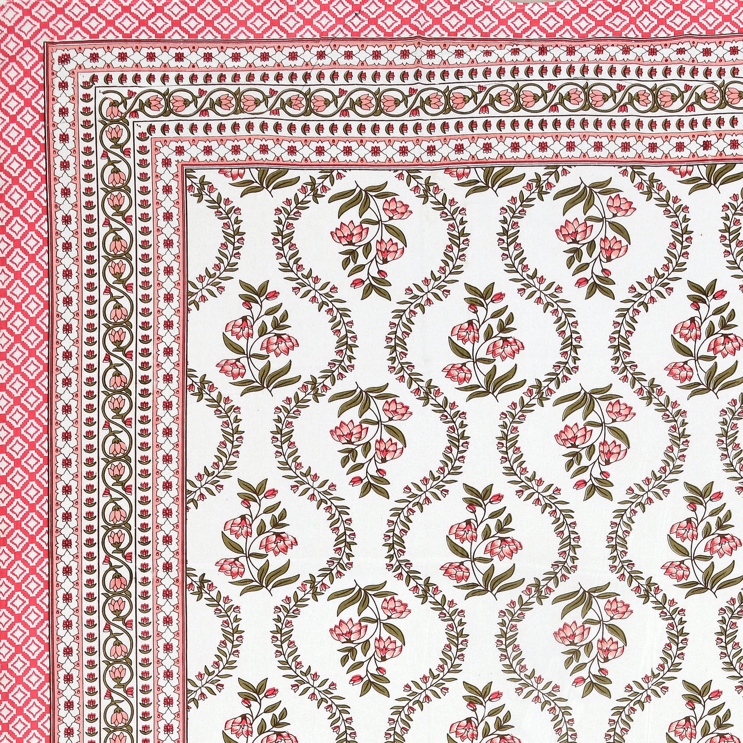 100% pure cotton jaipuri sanganari printed 98*108 king size Premium bedsheet with 2 Matching pillow covers