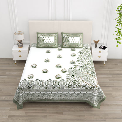 100% pure cotton jaipuri sanganari printed 98*108 king size Premium bedsheet with 2 Matching pillow covers