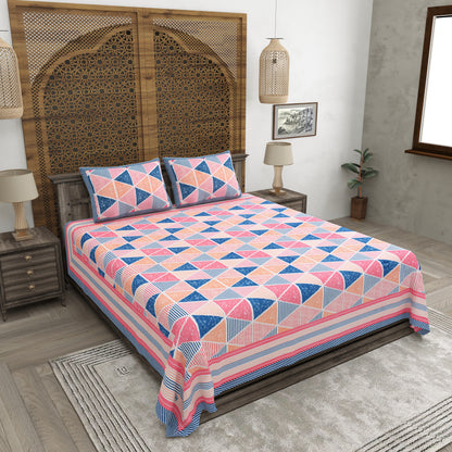 100% pure cotton jaipuri sanganari printed 98*108 king size Premium bedsheet with 2 Matching pillow covers
