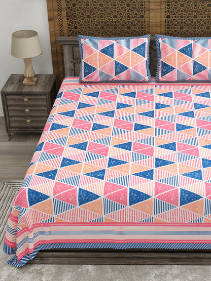 100% pure cotton jaipuri sanganari printed 98*108 king size Premium bedsheet with 2 Matching pillow covers