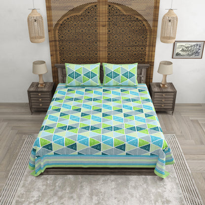 100% pure cotton jaipuri sanganari printed 98*108 king size Premium bedsheet with 2 Matching pillow covers
