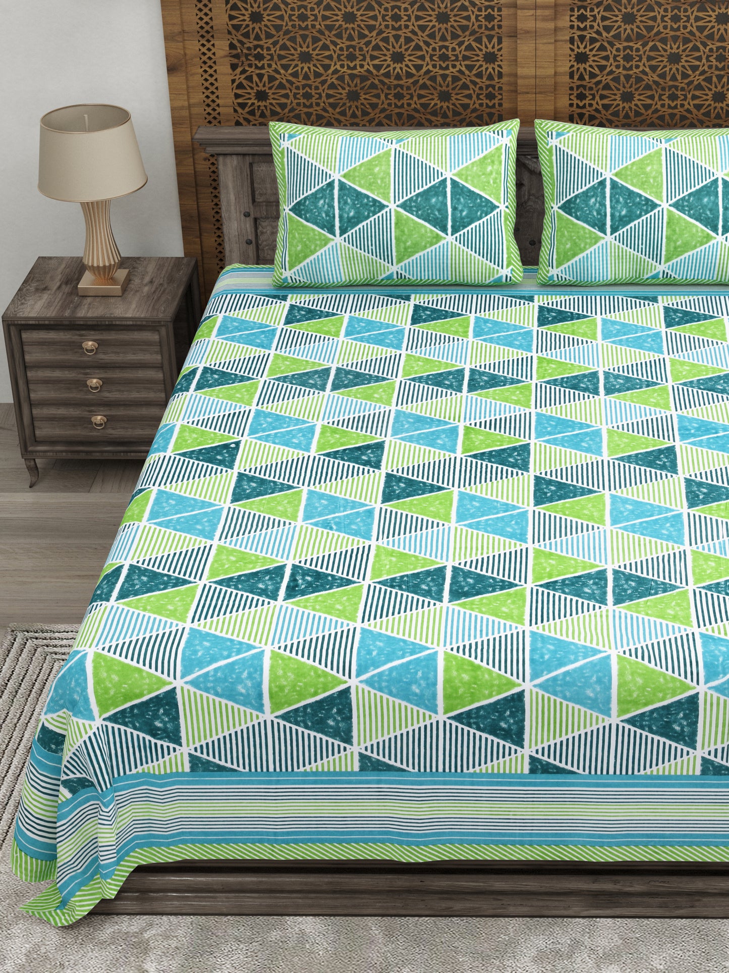 100% pure cotton jaipuri sanganari printed 98*108 king size Premium bedsheet with 2 Matching pillow covers