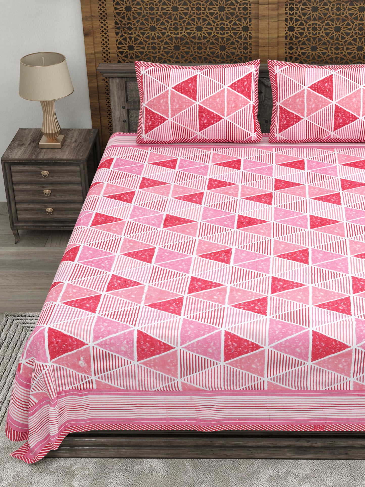 100% pure cotton jaipuri sanganari printed 98*108 king size Premium bedsheet with 2 Matching pillow covers