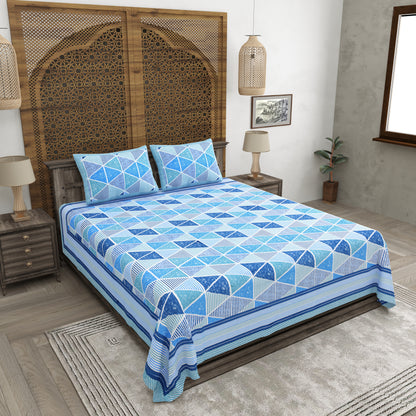 100% pure cotton jaipuri sanganari printed 98*108 king size Premium bedsheet with 2 Matching pillow covers