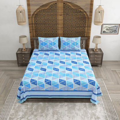 100% pure cotton jaipuri sanganari printed 98*108 king size Premium bedsheet with 2 Matching pillow covers