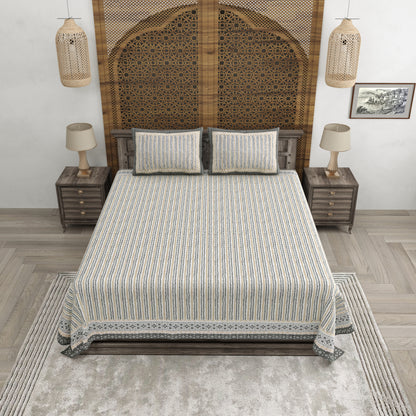 100% pure cotton jaipuri sanganari printed 98*108 king size Premium bedsheet with 2 Matching pillow covers