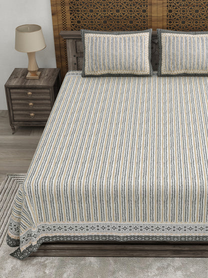 100% pure cotton jaipuri sanganari printed 98*108 king size Premium bedsheet with 2 Matching pillow covers