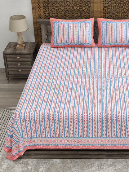 100% pure cotton jaipuri sanganari printed 98*108 king size Premium bedsheet with 2 Matching pillow covers