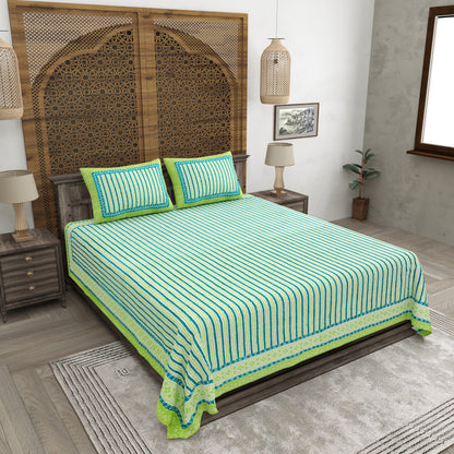 100% pure cotton jaipuri sanganari printed 98*108 king size Premium bedsheet with 2 Matching pillow covers
