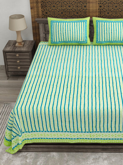 100% pure cotton jaipuri sanganari printed 98*108 king size Premium bedsheet with 2 Matching pillow covers