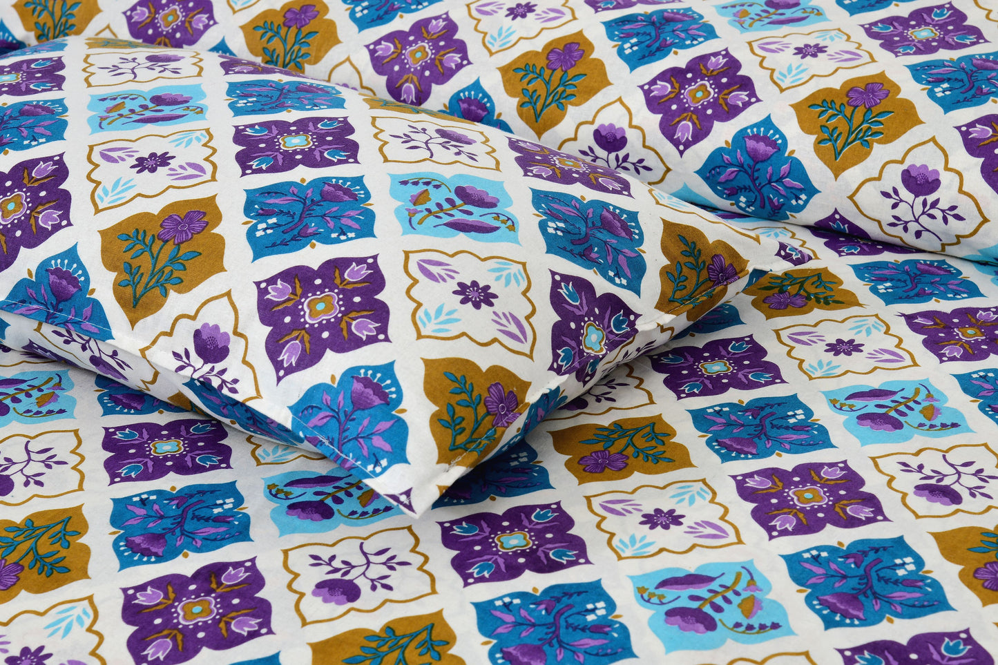 100% pure cotton jaipuri sanganari printed 98*108 king size Premium bedsheet with 2 Matching pillow covers