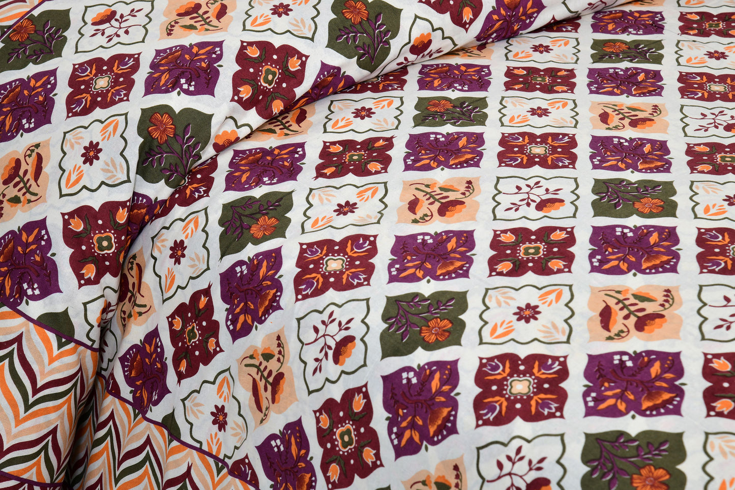 100% pure cotton jaipuri sanganari printed 98*108 king size Premium bedsheet with 2 Matching pillow covers
