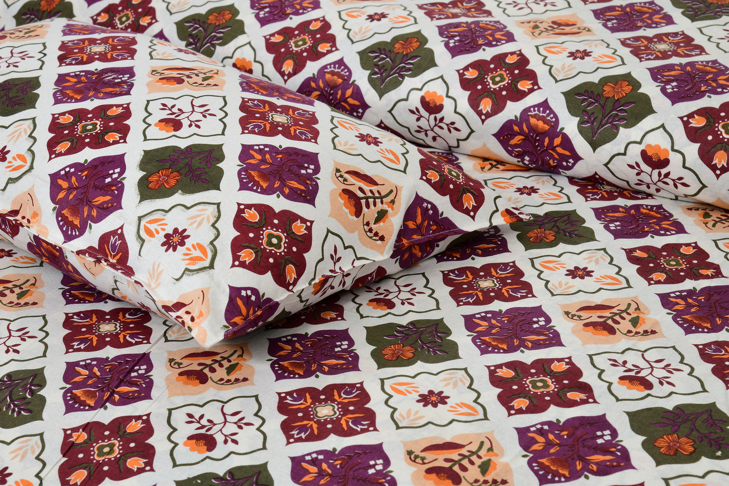 100% pure cotton jaipuri sanganari printed 98*108 king size Premium bedsheet with 2 Matching pillow covers