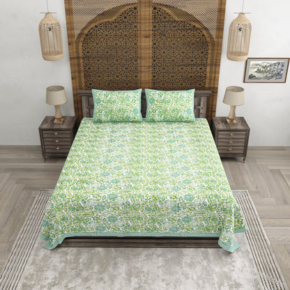 100% pure cotton (Size 98*108) jaipuri sanganari printed Super king Premium badsheet with 2 Matching pillow covers