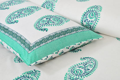 100% pure cotton (Size 98*108) jaipuri sanganari printed Super king Premium badsheet with 2 Matching pillow covers