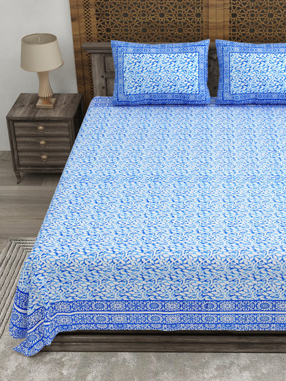 100% pure cotton (Size 98*108) jaipuri sanganari printed Super king Premium badsheet with 2 Matching pillow covers