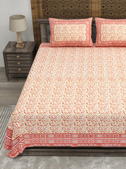 100% pure cotton (Size 98*108) jaipuri sanganari printed Super king Premium badsheet with 2 Matching pillow covers