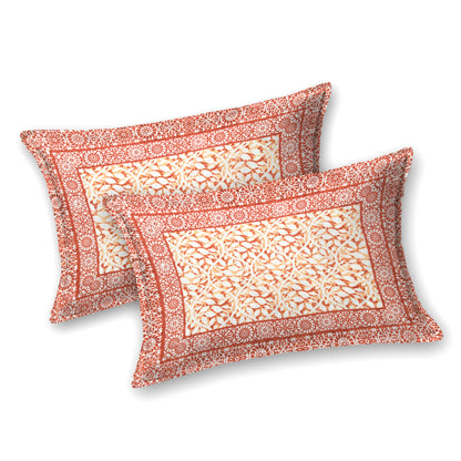 100% pure cotton (Size 98*108) jaipuri sanganari printed Super king Premium badsheet with 2 Matching pillow covers
