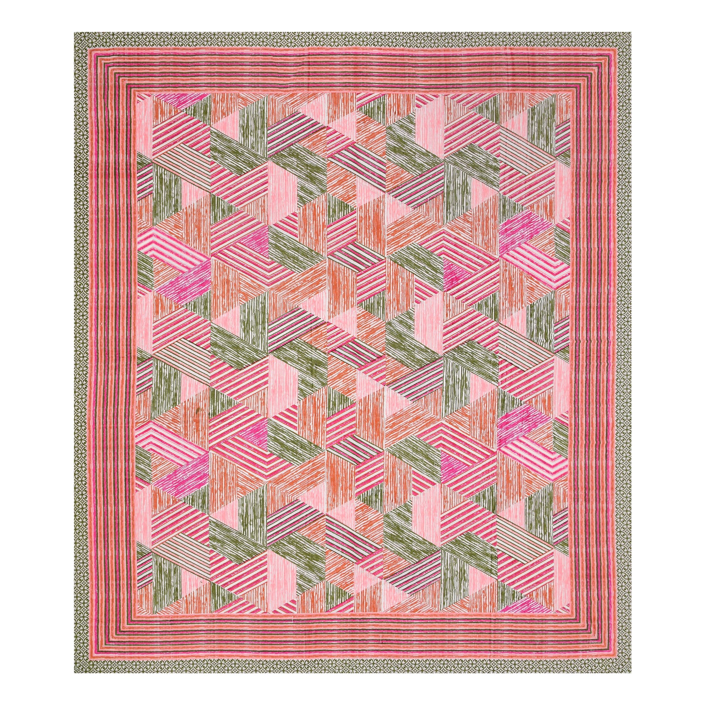 100% pure cotton (Size 98*108) jaipuri sanganari printed Super king Premium badsheet with 2 Matching pillow covers