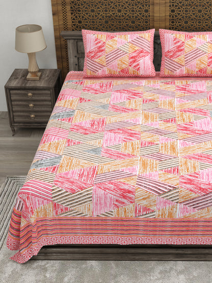 100% pure cotton jaipuri sanganari printed 98*108 king size Premium bedsheet with 2 Matching pillow covers