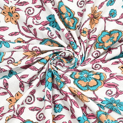 100% pure cotton jaipuri sanganari printed 98*108 king size Premium bedsheet with 2 Matching pillow covers