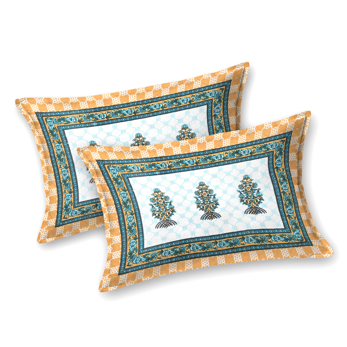 100% pure cotton jaipuri sanganari printed 98*108 king size Premium bedsheet with 2 Matching pillow covers