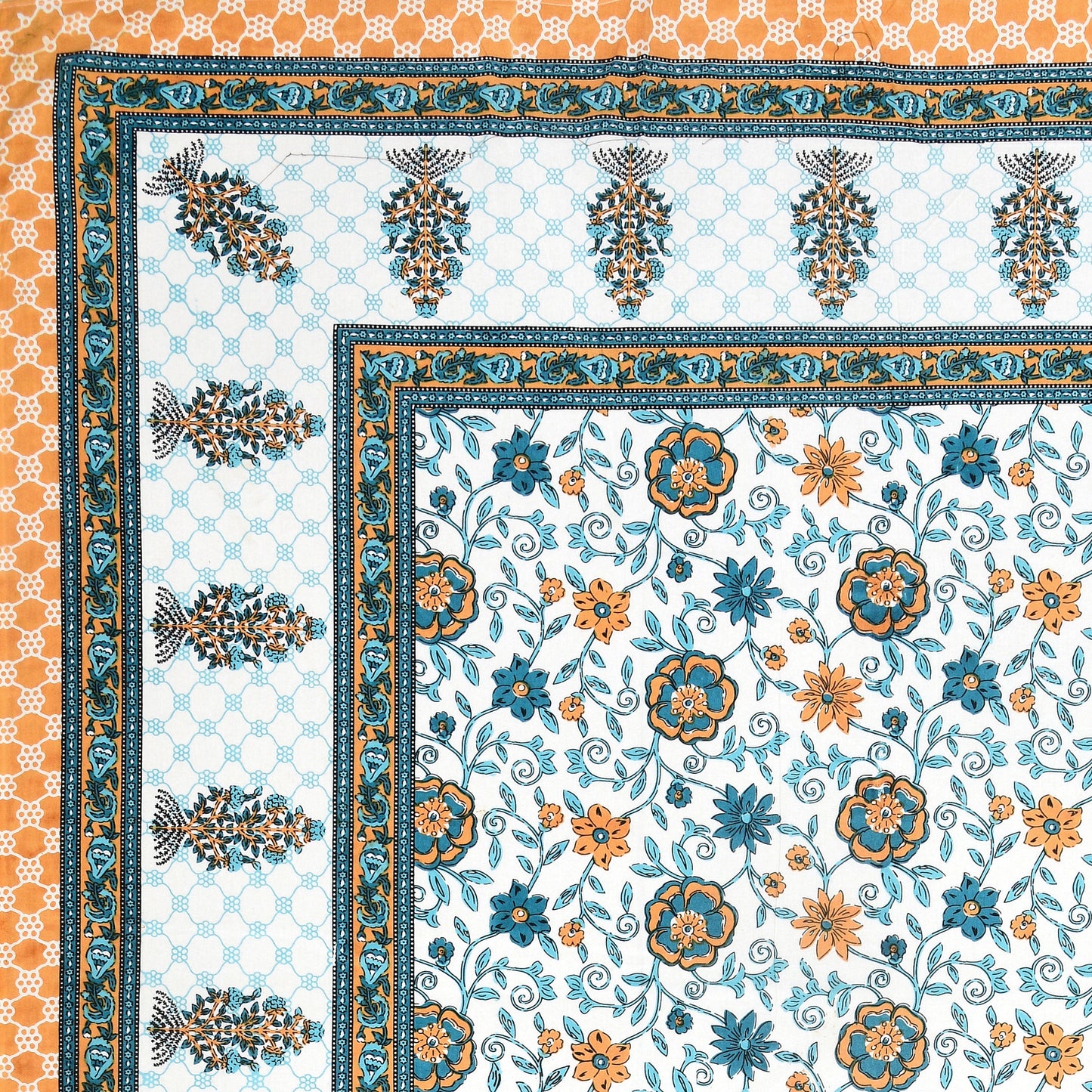 100% pure cotton jaipuri sanganari printed 98*108 king size Premium bedsheet with 2 Matching pillow covers