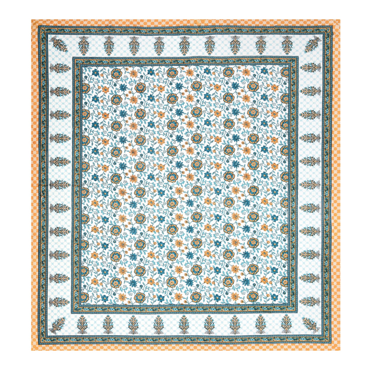 100% pure cotton jaipuri sanganari printed 98*108 king size Premium bedsheet with 2 Matching pillow covers