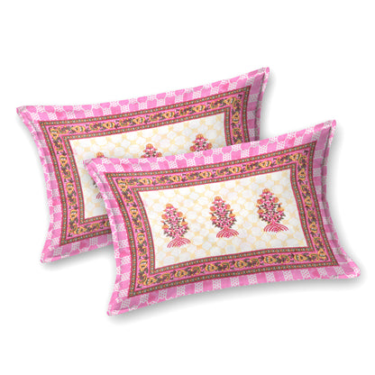 100% pure cotton jaipuri sanganari printed 98*108 king size Premium bedsheet with 2 Matching pillow covers