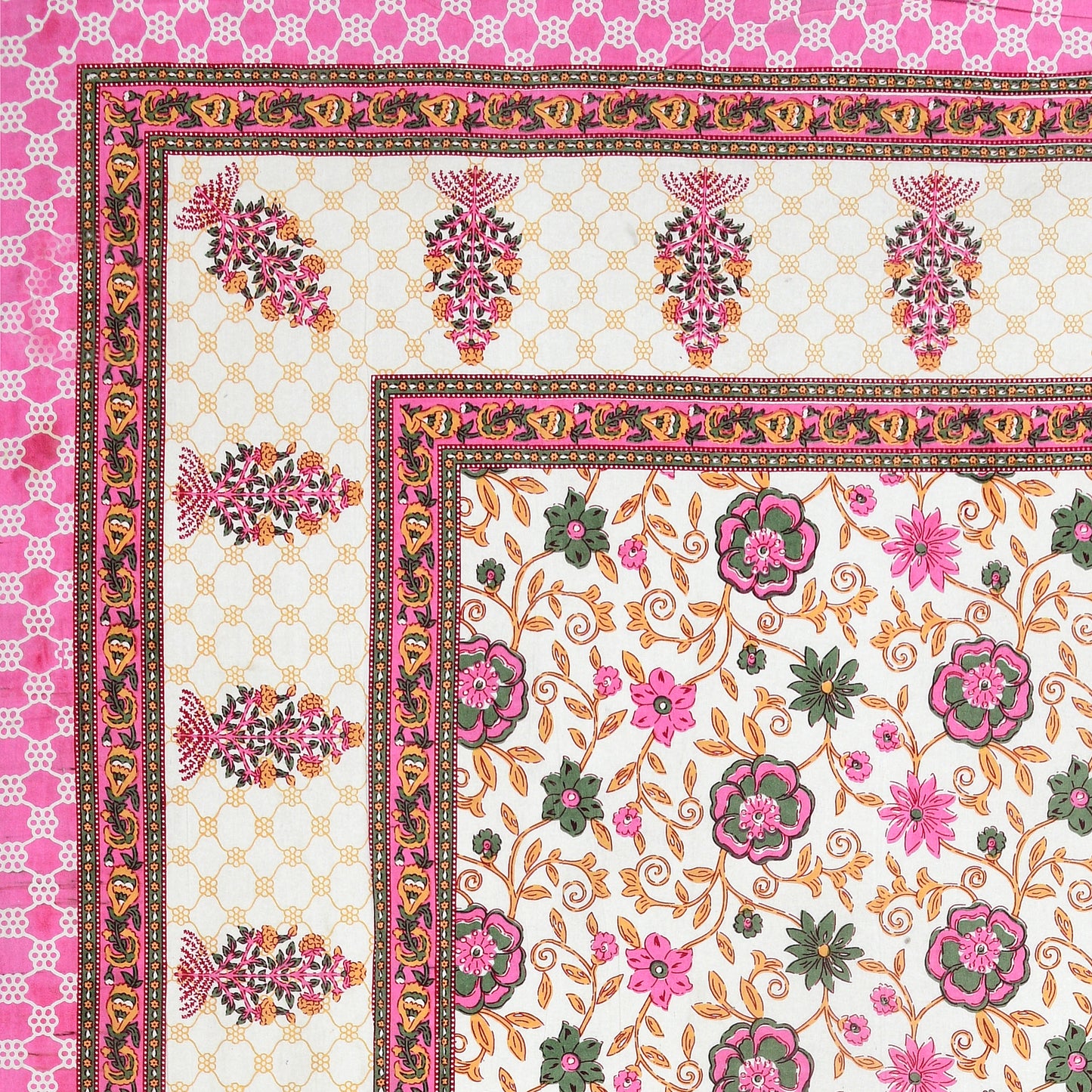 100% pure cotton jaipuri sanganari printed 98*108 king size Premium bedsheet with 2 Matching pillow covers