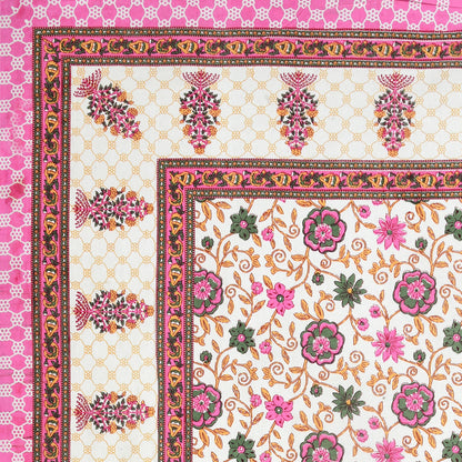 100% pure cotton jaipuri sanganari printed 98*108 king size Premium bedsheet with 2 Matching pillow covers