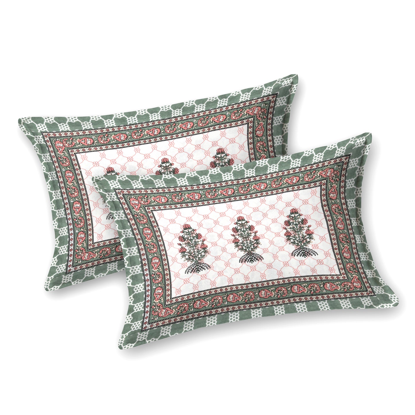 100% pure cotton jaipuri sanganari printed 98*108 king size Premium bedsheet with 2 Matching pillow covers