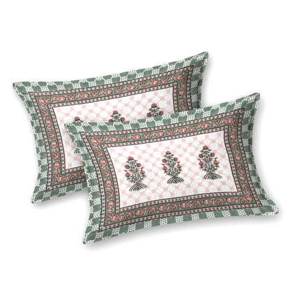 100% pure cotton jaipuri sanganari printed 98*108 king size Premium bedsheet with 2 Matching pillow covers