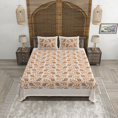 100% pure cotton jaipuri sanganari printed 98*108 king size Premium bedsheet with 2 Matching pillow covers