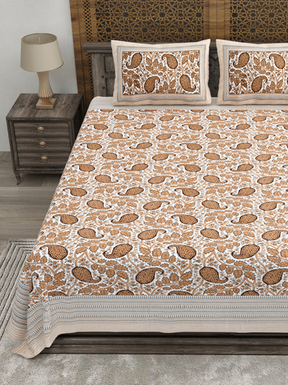 100% pure cotton jaipuri sanganari printed 98*108 king size Premium bedsheet with 2 Matching pillow covers