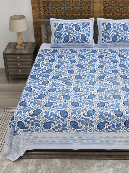 100% pure cotton jaipuri sanganari printed 98*108 king size Premium bedsheet with 2 Matching pillow covers