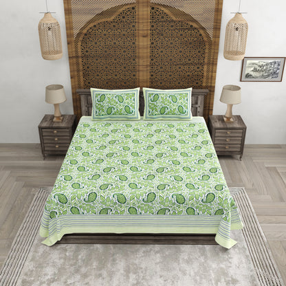 100% pure cotton jaipuri sanganari printed 98*108 king size Premium bedsheet with 2 Matching pillow covers