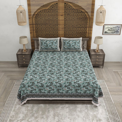 100% pure cotton jaipuri sanganari printed 98*108 king size Premium bedsheet with 2 Matching pillow covers
