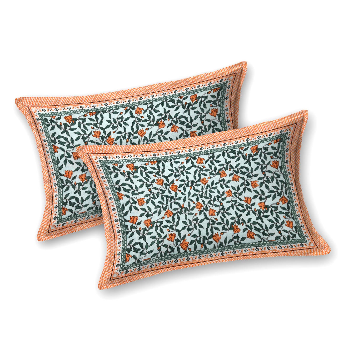 100% pure cotton jaipuri sanganari printed 98*108 king size Premium bedsheet with 2 Matching pillow covers