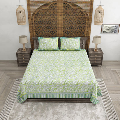 100% pure cotton jaipuri sanganari printed 98*108 king size Premium bedsheet with 2 Matching pillow covers