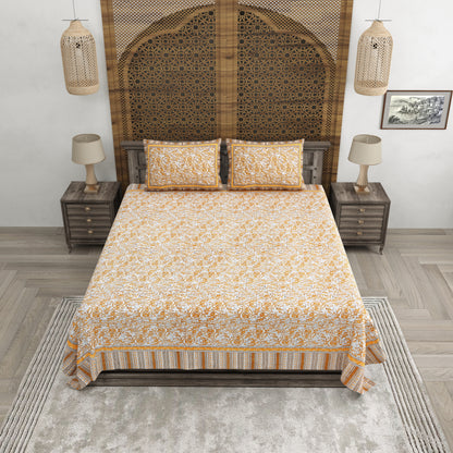 100% pure cotton jaipuri sanganari printed 98*108 king size Premium bedsheet with 2 Matching pillow covers