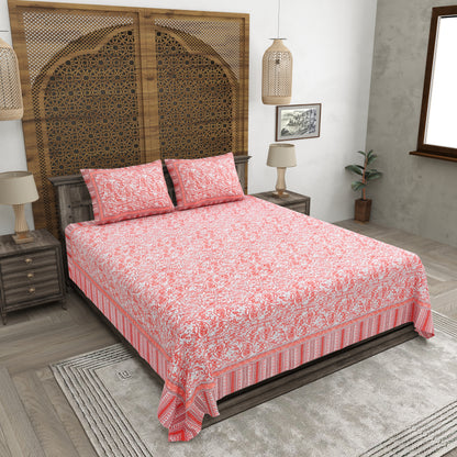 100% pure cotton jaipuri sanganari printed 98*108 king size Premium bedsheet with 2 Matching pillow covers
