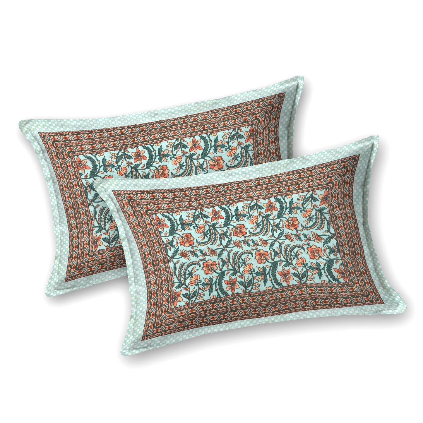 100% pure cotton jaipuri sanganari printed 98*108 king size Premium bedsheet with 2 Matching pillow covers