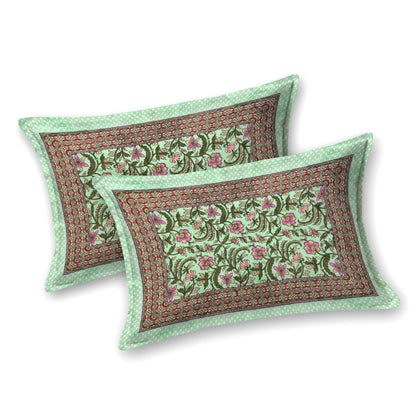 100% pure cotton jaipuri sanganari printed 98*108 king size Premium bedsheet with 2 Matching pillow covers