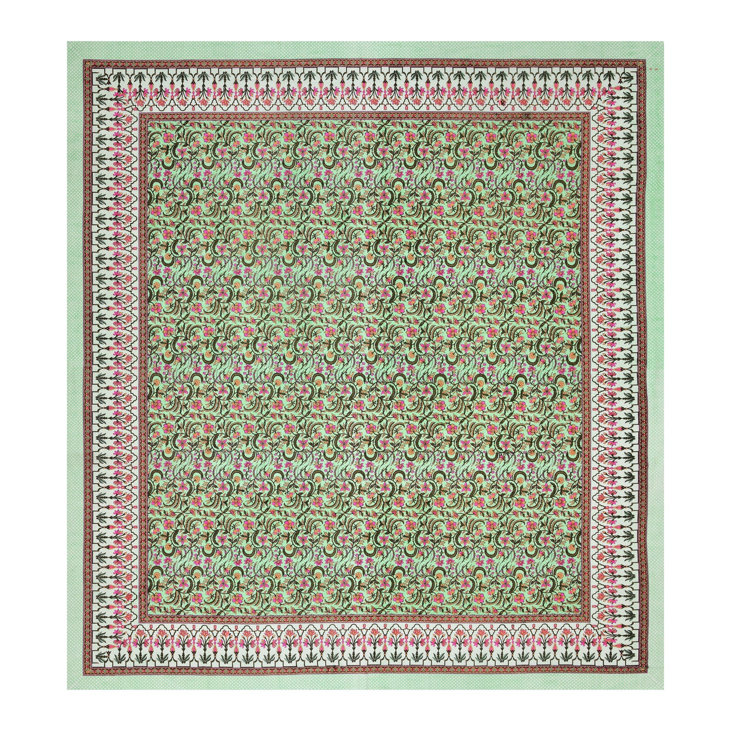100% pure cotton jaipuri sanganari printed 98*108 king size Premium bedsheet with 2 Matching pillow covers