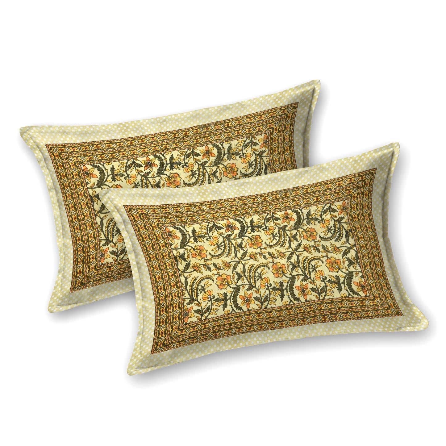 100% pure cotton jaipuri sanganari printed 98*108 king size Premium bedsheet with 2 Matching pillow covers