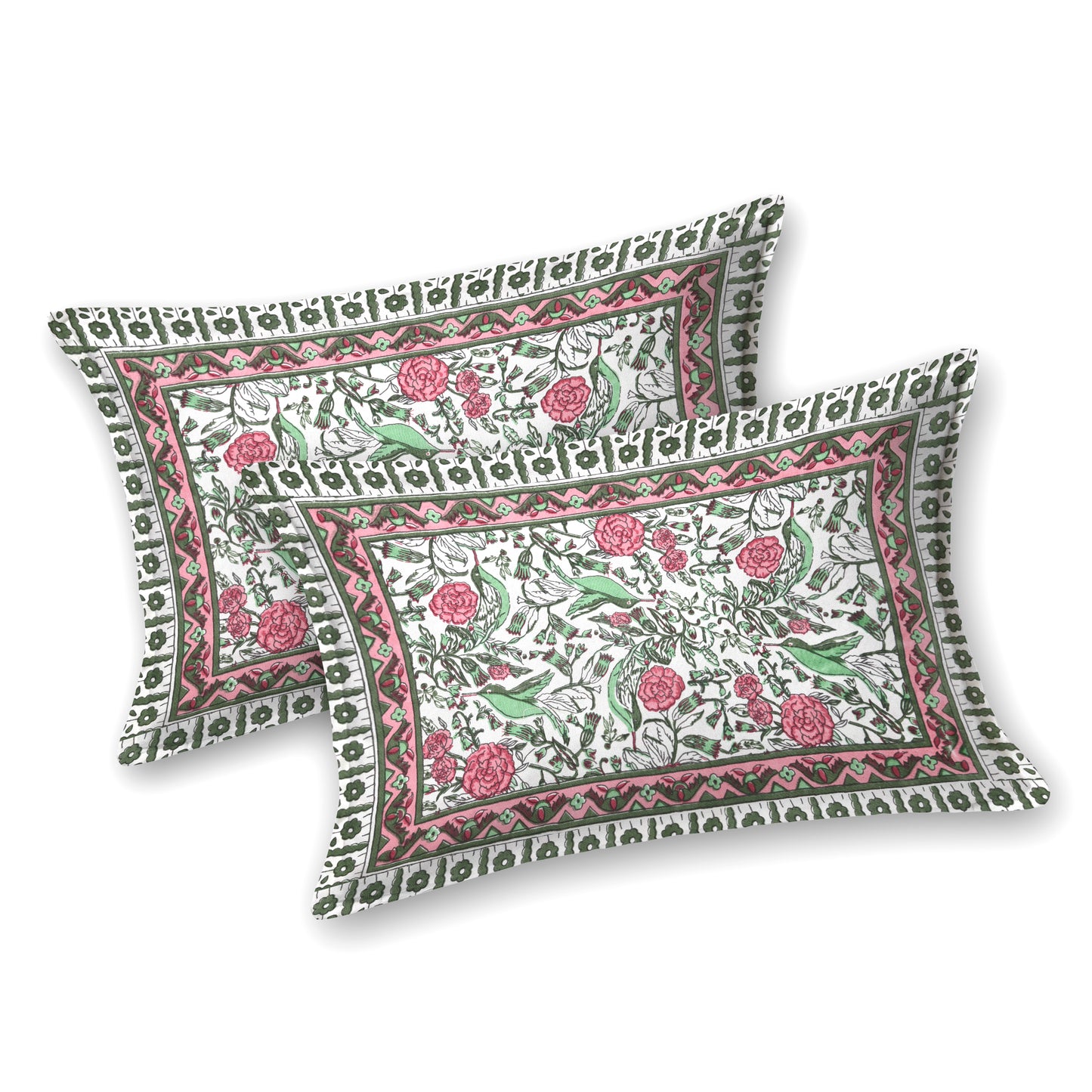 100% pure cotton jaipuri sanganari printed 98*108 king size Premium bedsheet with 2 Matching pillow covers