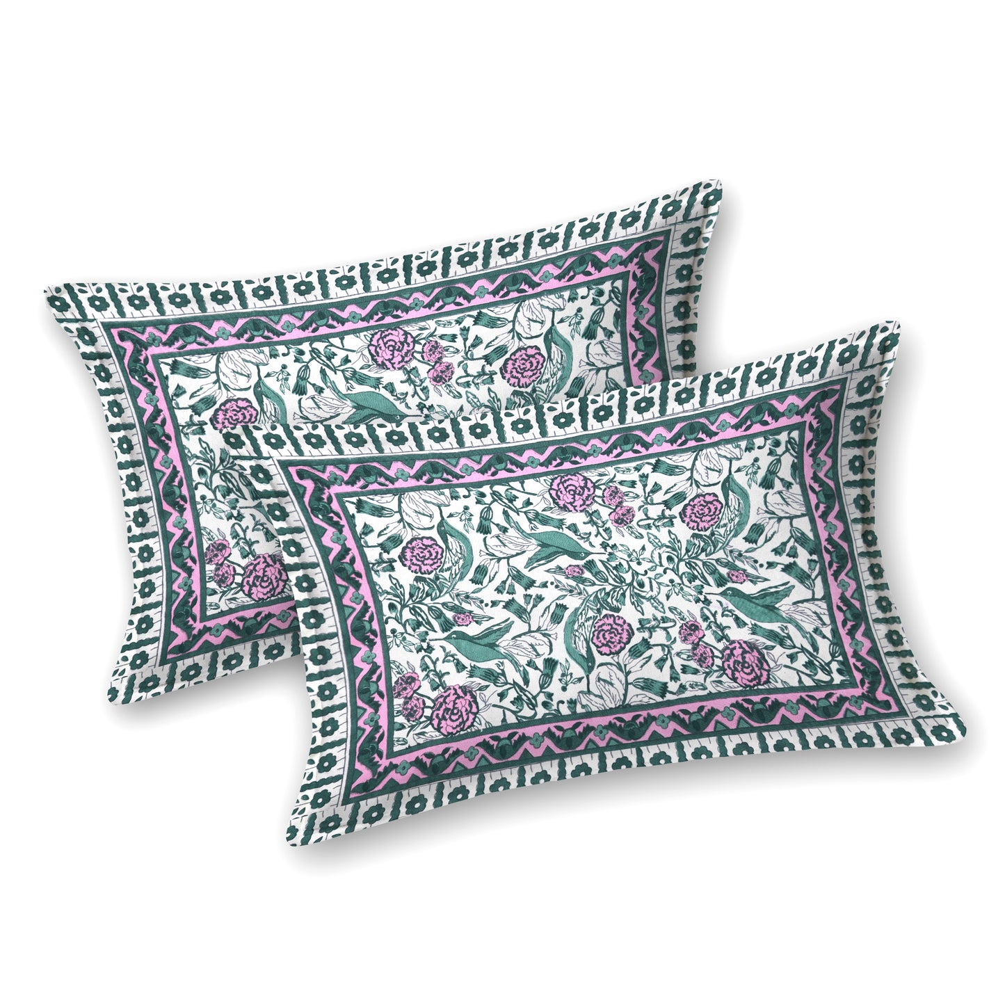 100% pure cotton jaipuri sanganari printed 98*108 king size Premium bedsheet with 2 Matching pillow covers