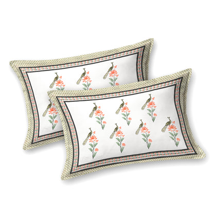 100% pure cotton jaipuri sanganari printed 98*108 king size Premium bedsheet with 2 Matching pillow covers