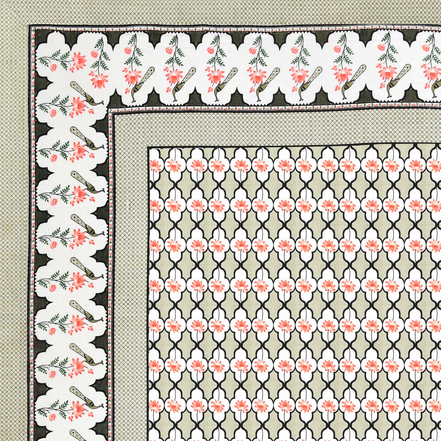 100% pure cotton jaipuri sanganari printed 98*108 king size Premium bedsheet with 2 Matching pillow covers